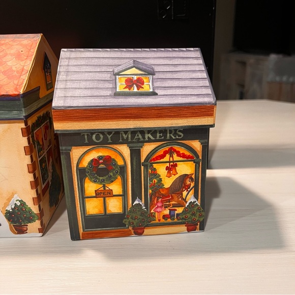 Vintage Set of 3 Nesting Christmas Village House Gift‎ Boxes Home Decor - Picture 4 of 7